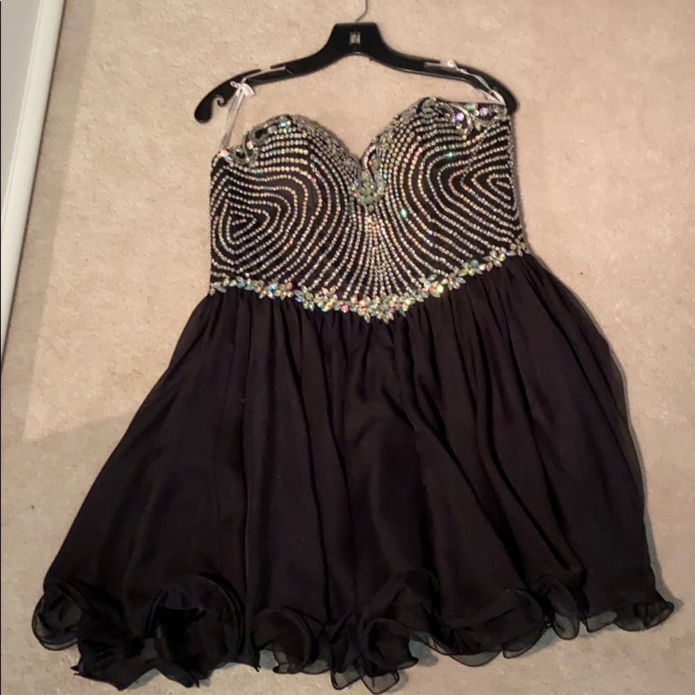 Semi formal black rhinestoned dress